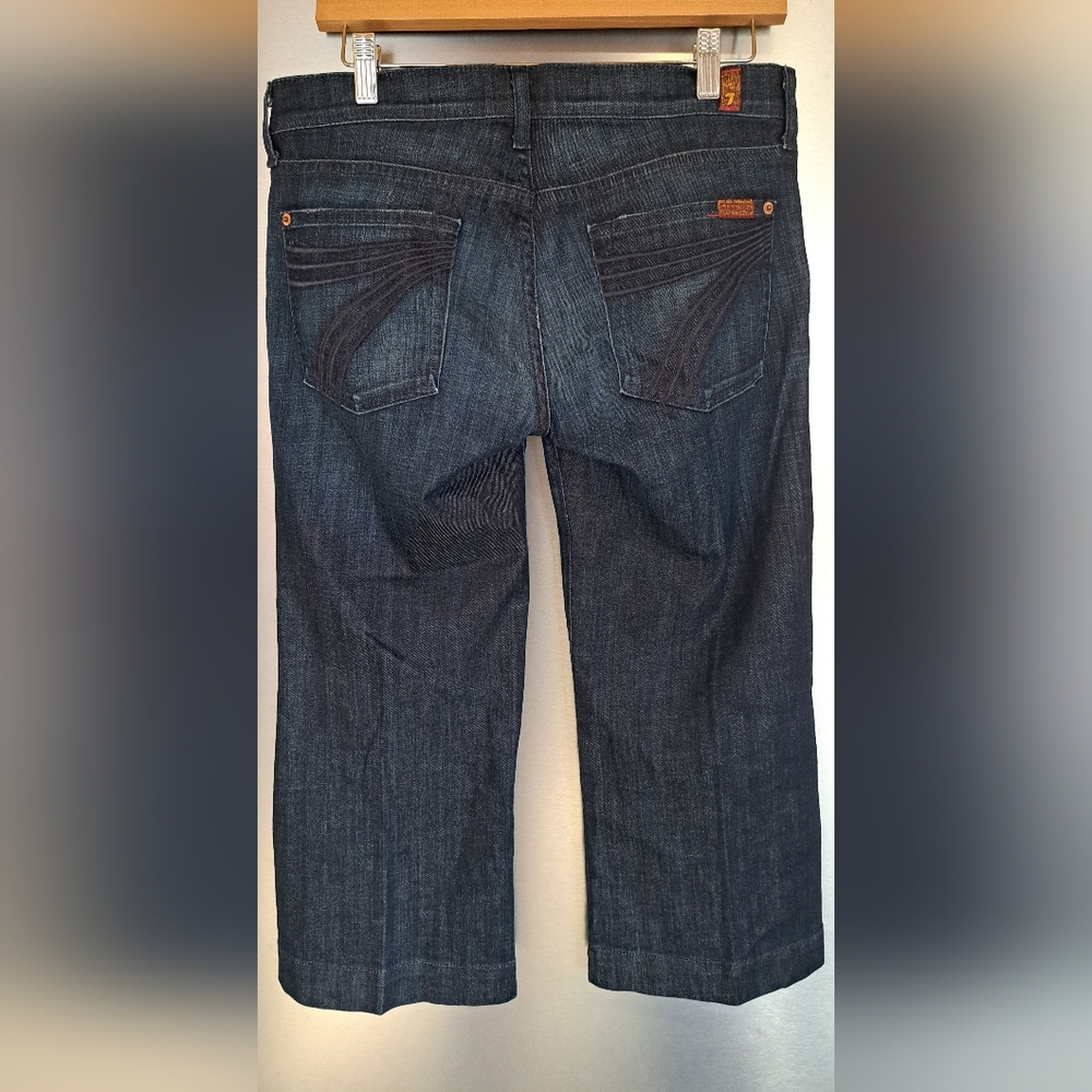Ladies 7 For All Mankind Dojo Jeans Blue Dark Wash Denim Capri's Date Night 28